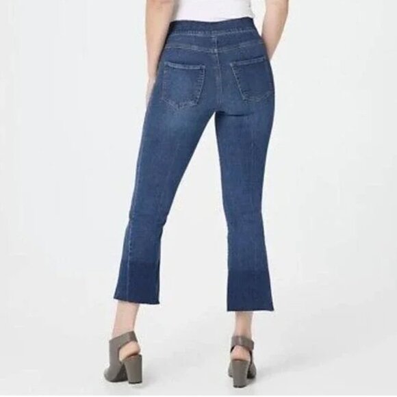 Spanx Cropped Flare Raw Hem Jeans - Picture 3 of 15